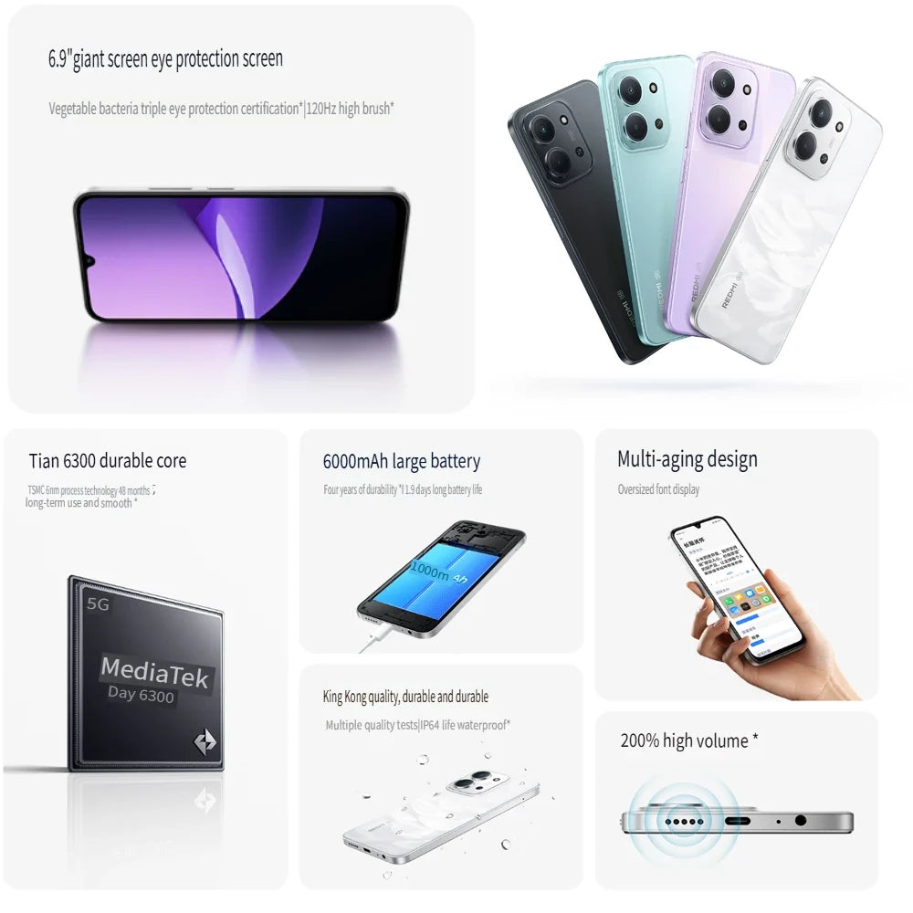 XIAOMI/REDMI 15R original smart thin and thin 5G mobile phone 13 million pixels high-definition main camera 8GB+256GBn memory/60