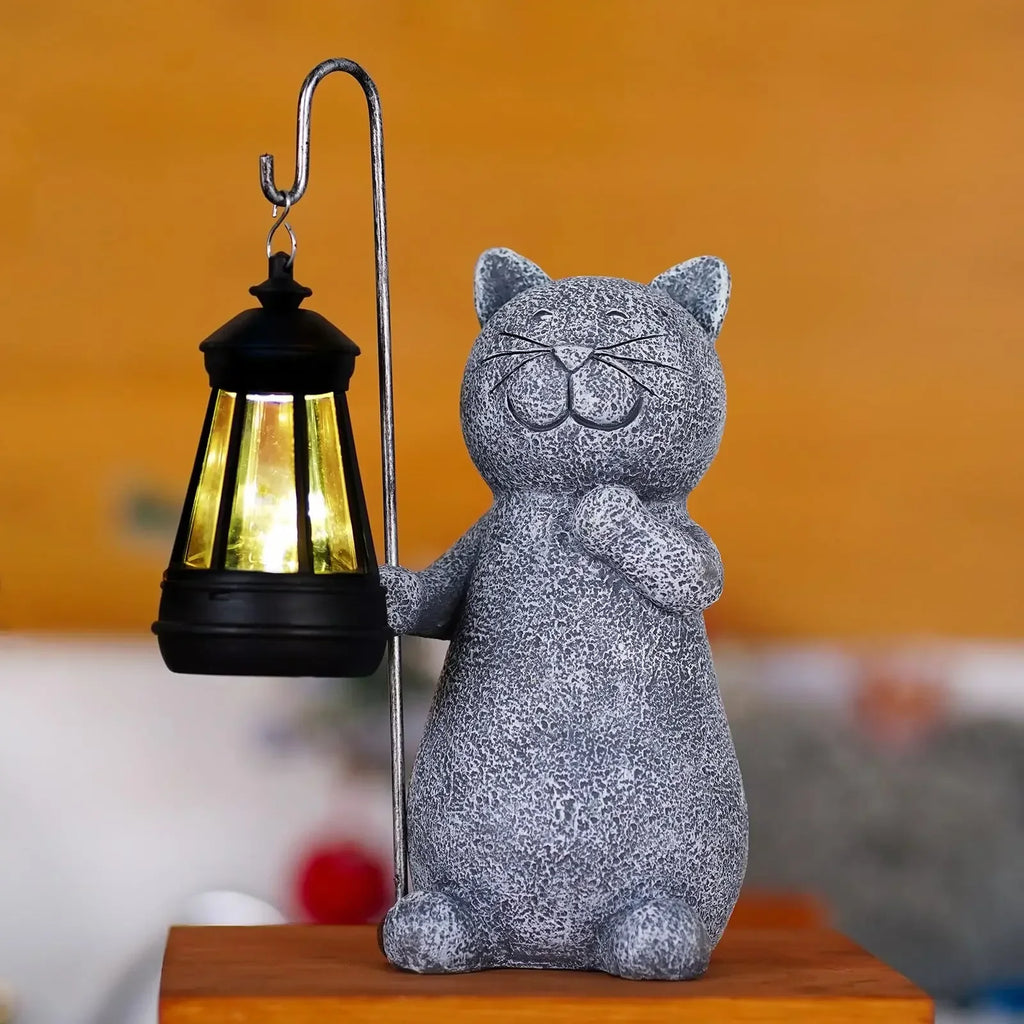 Cat Statue Solar Garden Ornament Outdoor Decoration with Solar Lights Suitable for Garden Balcony Birthday Gift for Mom Lady