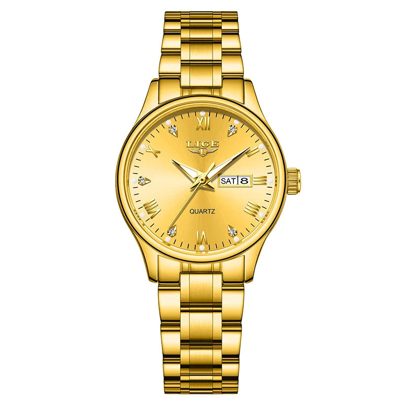 Women's Black Stainless Steel Diamond Dial Quartz Watch