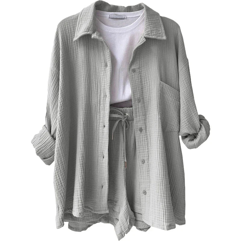 Women’s 2-Piece Cotton Gauze Pajama Set Summer Sleepwear