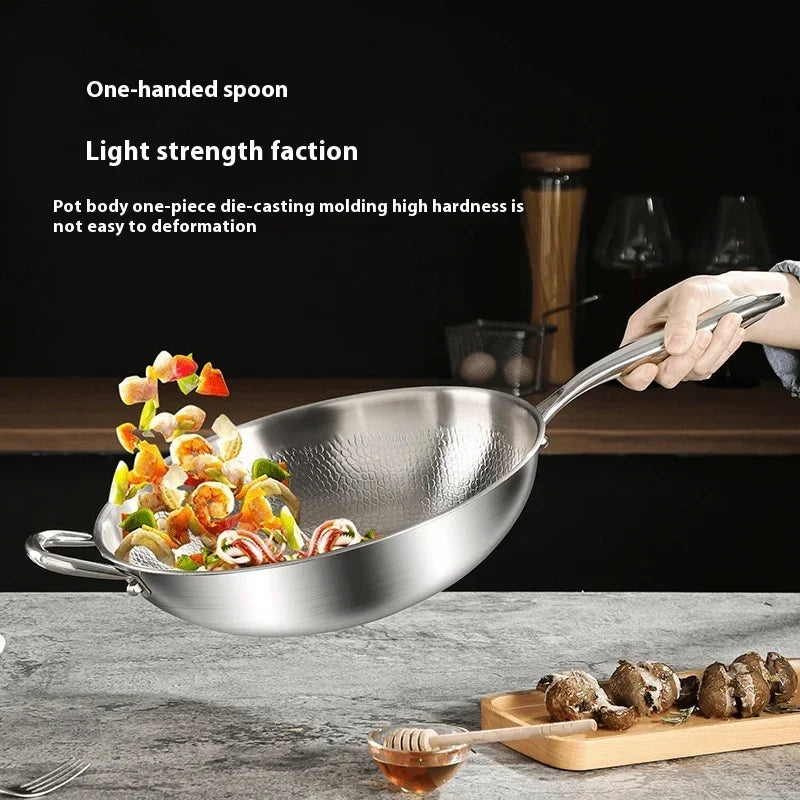 Kengqiang Pure Titanium Frying Pan Uncoated Non Stick Pan Fish Scale Hammer Pattern Titanium Alloy Wok Kitchen Custom Cookwares