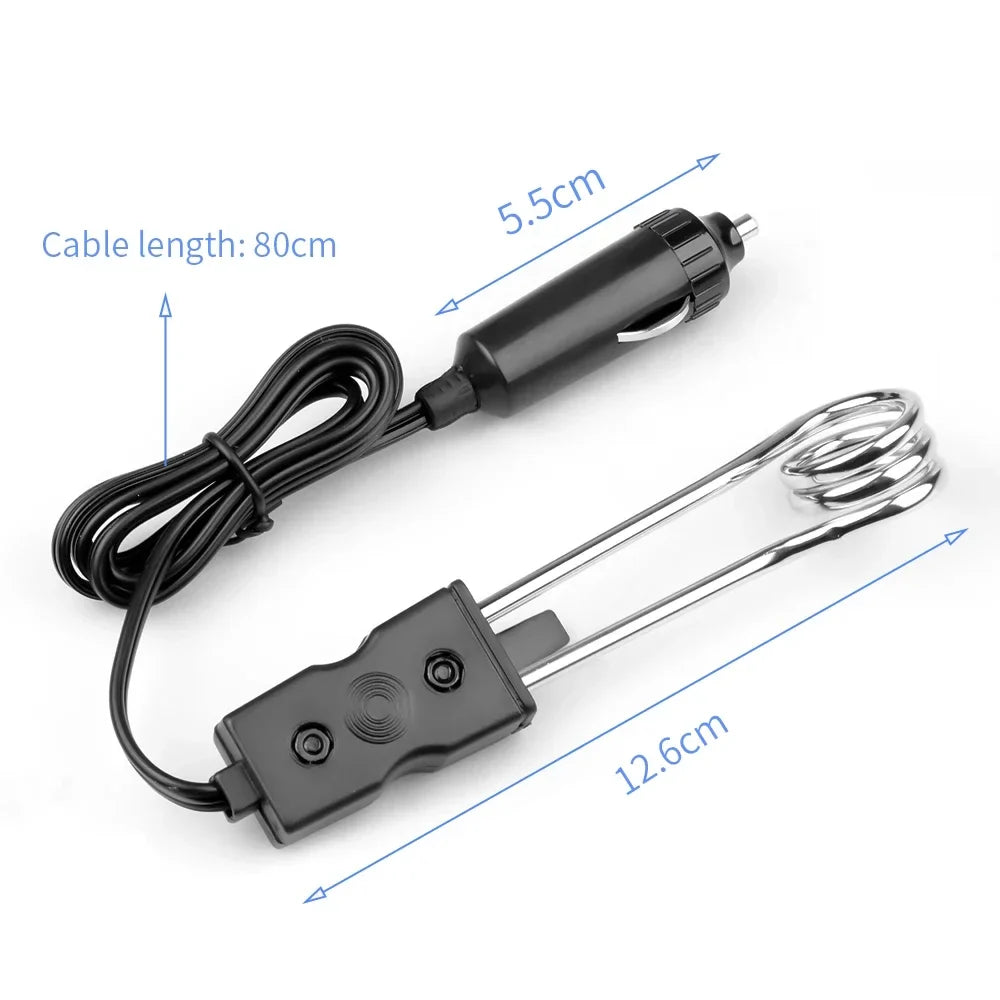Portable Car Immersion Heater – 12V/24V Electric Coffee & Water Warmer
