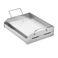 Stainless Steel Griddle 17x13 inch Universal Flat Top Rectangular Plate for Gas Grill BBQ Teppanyaki Portable Cookware with Han