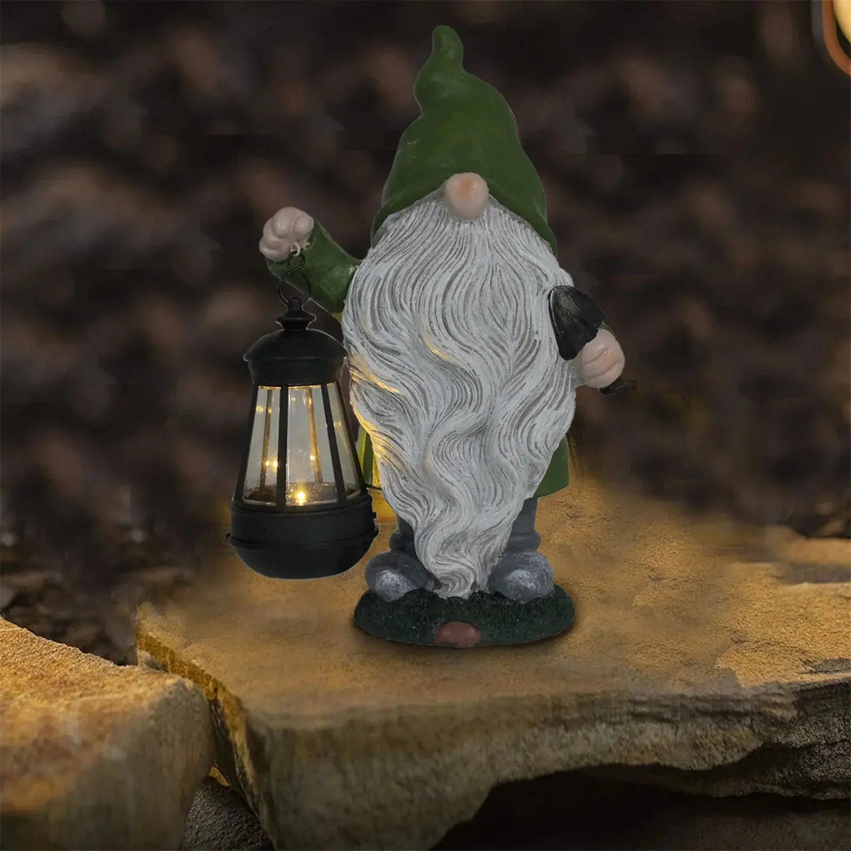 14 Inch Outdoor Garden Dwarf Statue-resin Gnome Statue Lighting Wizard Solar Led Light Welcome Sign Gnome Yard Lawn Large Figurine