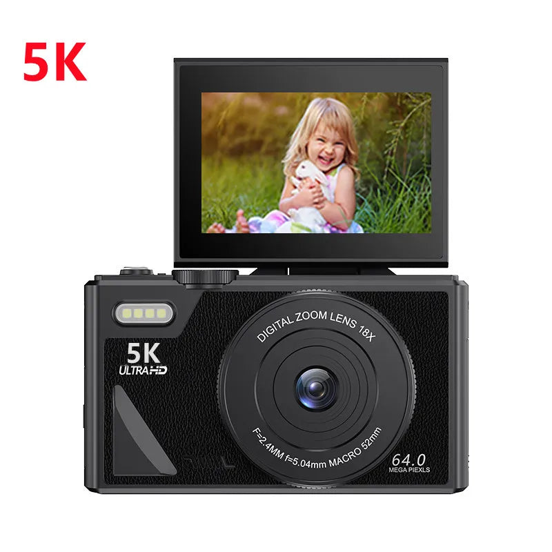 75MP Digital Camera For Photography 18X Zoom 5K UHD Vlog Camcorder Livestream Wifi Webcam 3.0 inch Flip Screen AF Selfie Camera