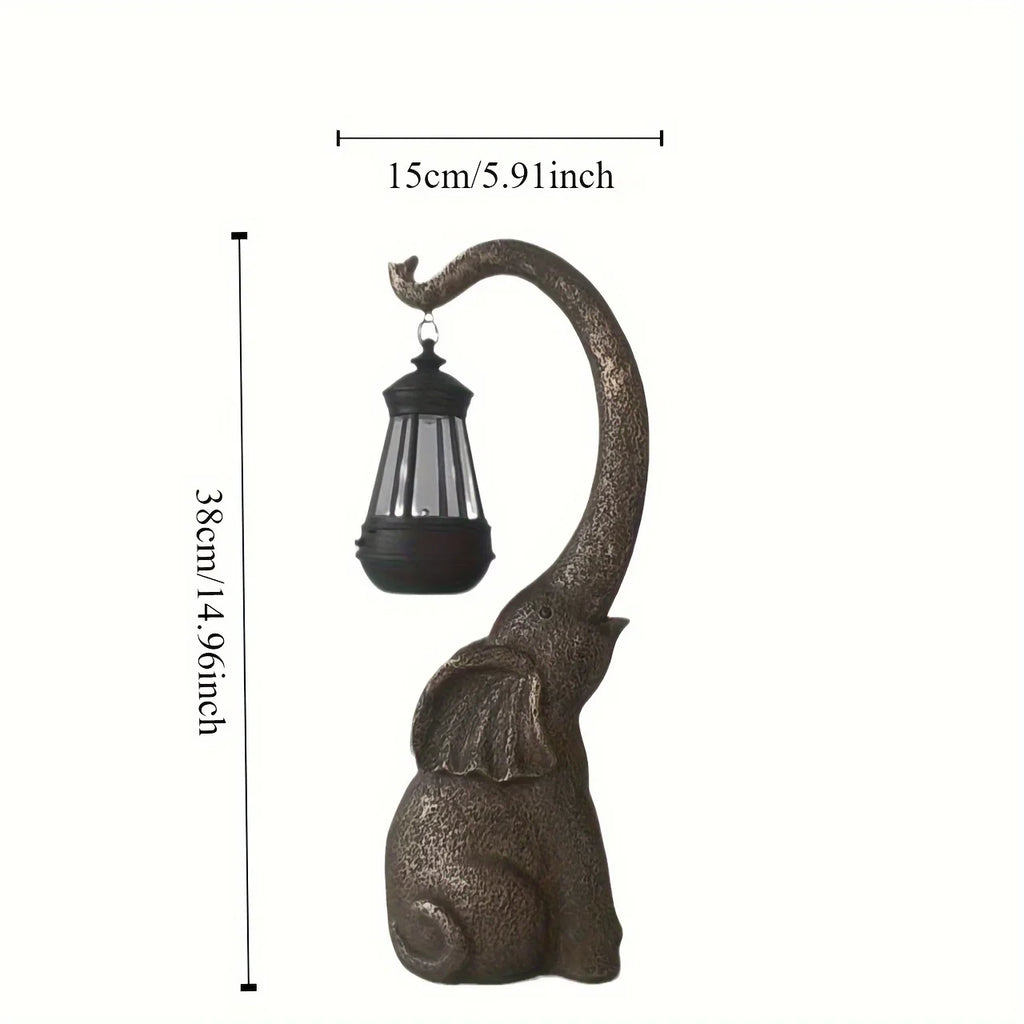 Balcony Landscaping Layout Imitation Stone Elephant Resin Atmosphere Lantern Decorations Courtyard Garden Decoration Solar Light