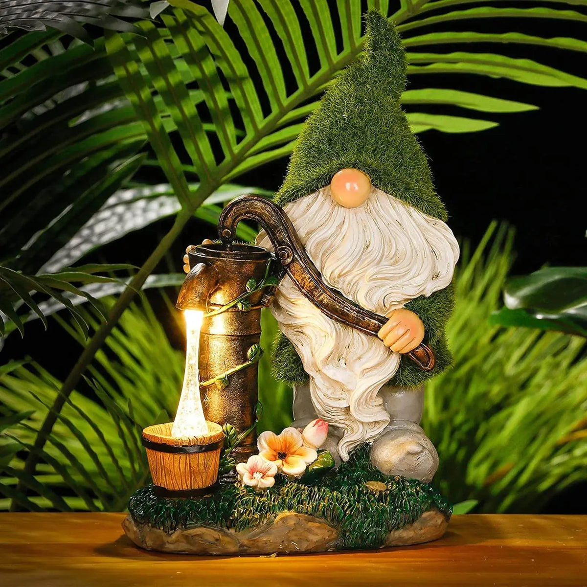 14 Inch Outdoor Garden Dwarf Statue-resin Gnome Statue Lighting Wizard Solar Led Light Welcome Sign Gnome Yard Lawn Large Figurine