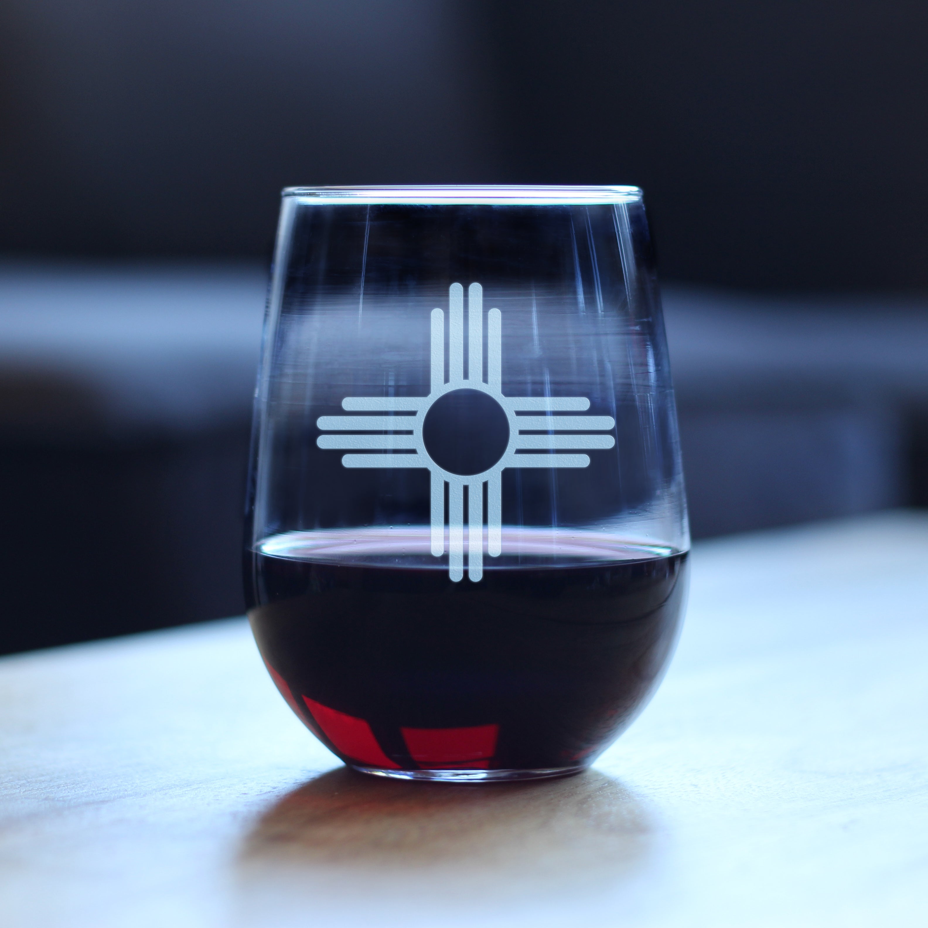 New Mexico Flag Stemless Wine Glass - State Themed Drinking Decor and Gifts for New Mexican Women & Men - Large 17 Oz Glasses