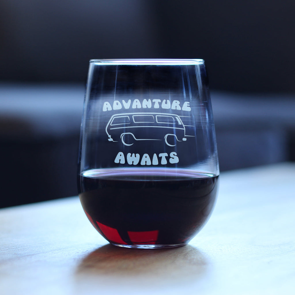 Advanture Awaits - 17 Ounce Stemless Wine Glass