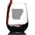 Arkansas State Outline Stemless Wine Glass - State Themed Drinking Decor and Gifts for Arkansans & Arkansawyer Women & Men - Large 17 Oz Glasses