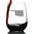 Oklahoma State Outline Stemless Wine Glass - State Themed Drinking Decor and Gifts for Oklahoman Women & Men - Large 17 Oz Glasses