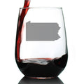 Pennsylvania State Outline Stemless Wine Glass - State Themed Drinking Decor and Gifts for Pennsylvanian Women & Men - Large 17 Oz Glasses