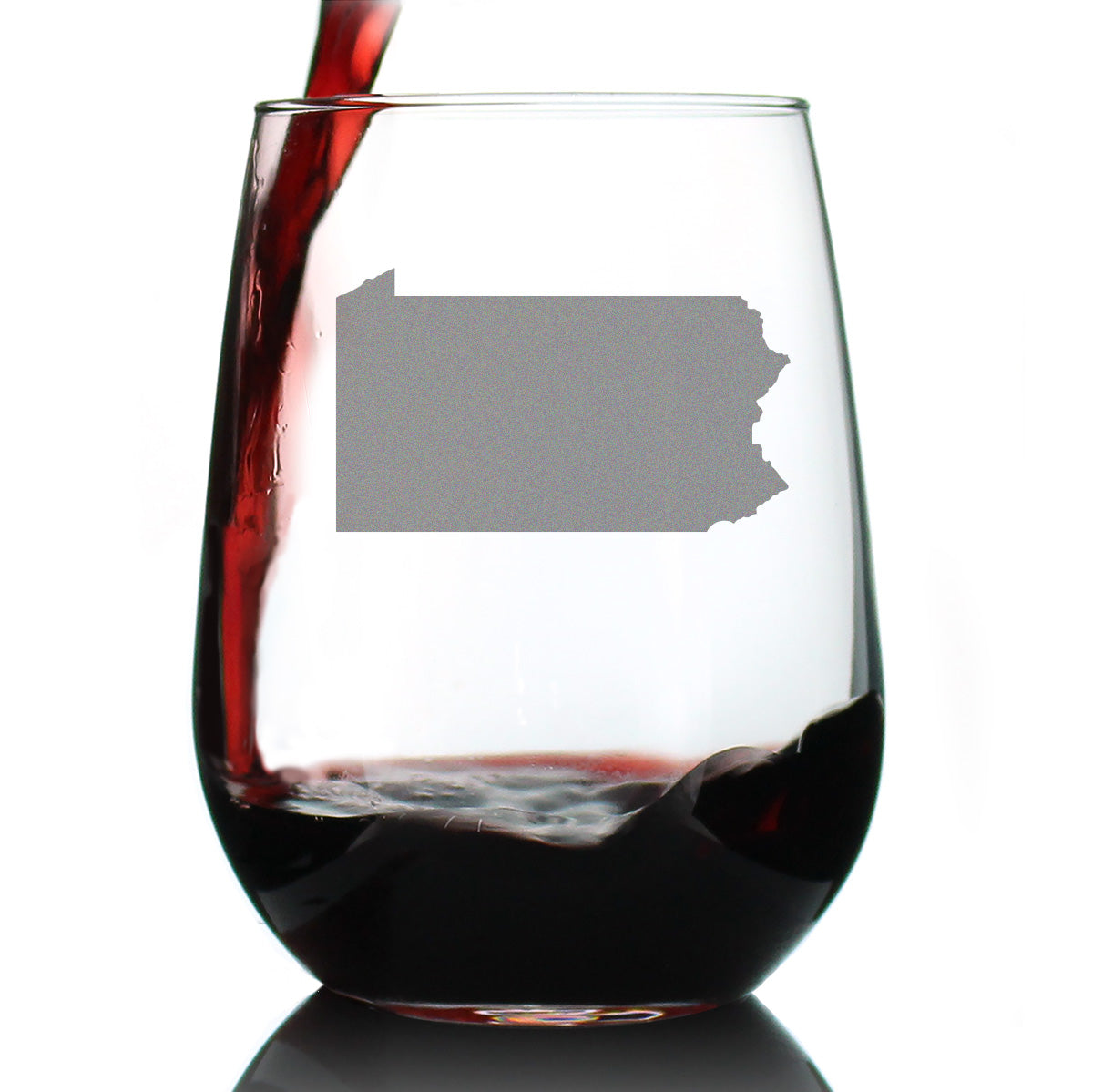 Pennsylvania State Outline Stemless Wine Glass - State Themed Drinking Decor and Gifts for Pennsylvanian Women & Men - Large 17 Oz Glasses