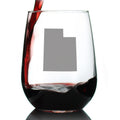 Utah State Outline Stemless Wine Glass - State Themed Drinking Decor and Gifts for Utahn Women & Men - Large 17 Oz Glasses