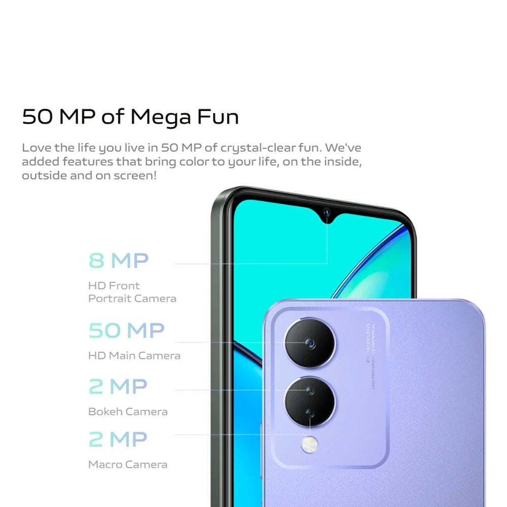 VIVO Y17S 4G original smart fashion music mobile phone 6.56-inch IPS LCD screen 5000mah battery 8gb+256GB