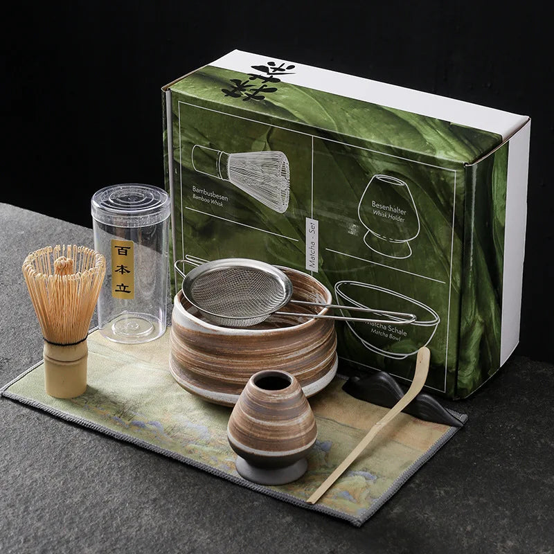 4PCS Japanese Matcha DIY Tea-Making Tools Bamboo Matcha Whisk Scoop Bowl Tea Whisk Brush Suits Ceremony Accessories