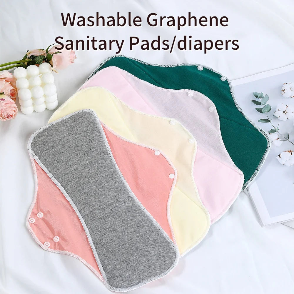 AIO Large Washable Graphene Incontinence Pads Cotton Panty Liner Heavy-flow Menstrual Pads Cloth Tampons Urinary Sanitary Pads