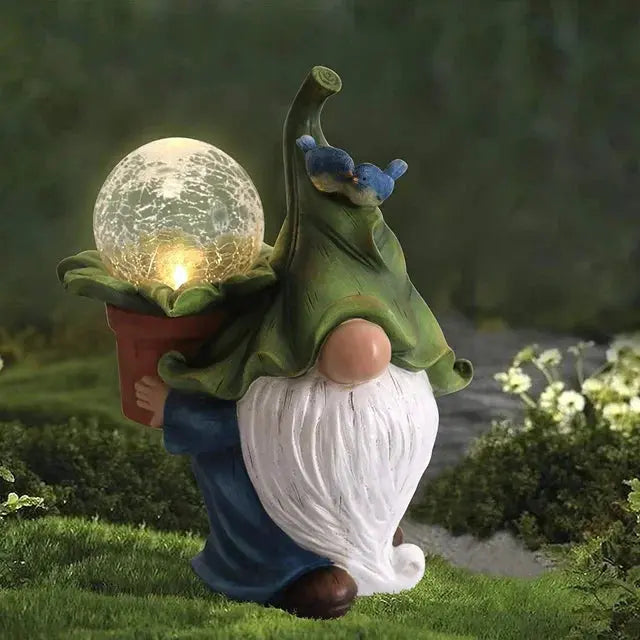 14 Inch Outdoor Garden Dwarf Statue-resin Gnome Statue Lighting Wizard Solar Led Light Welcome Sign Gnome Yard Lawn Large Figurine