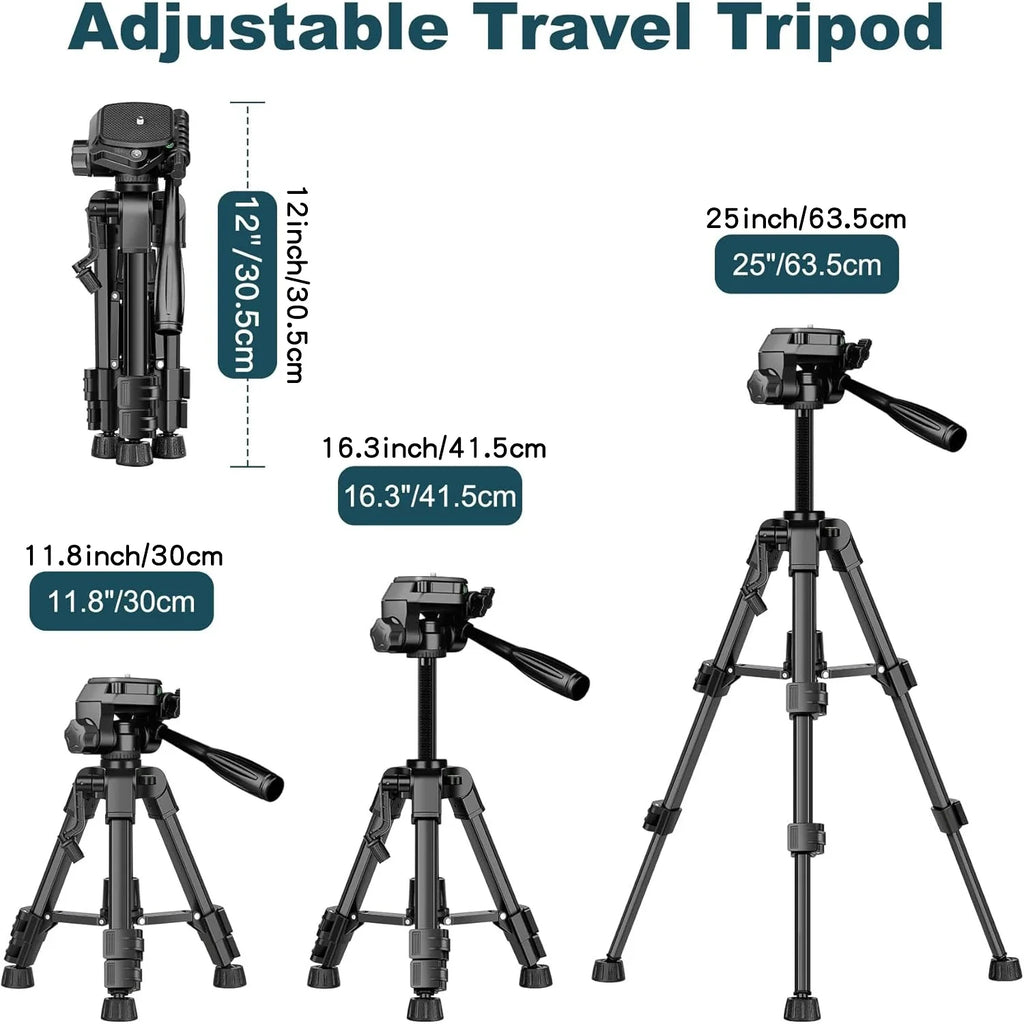 Mini Tripod for Camera, 25inch Aluminum Tabletop Camera Tripod, Portable Travel Tripod , for Cameras, Projectors, Spotting Scope