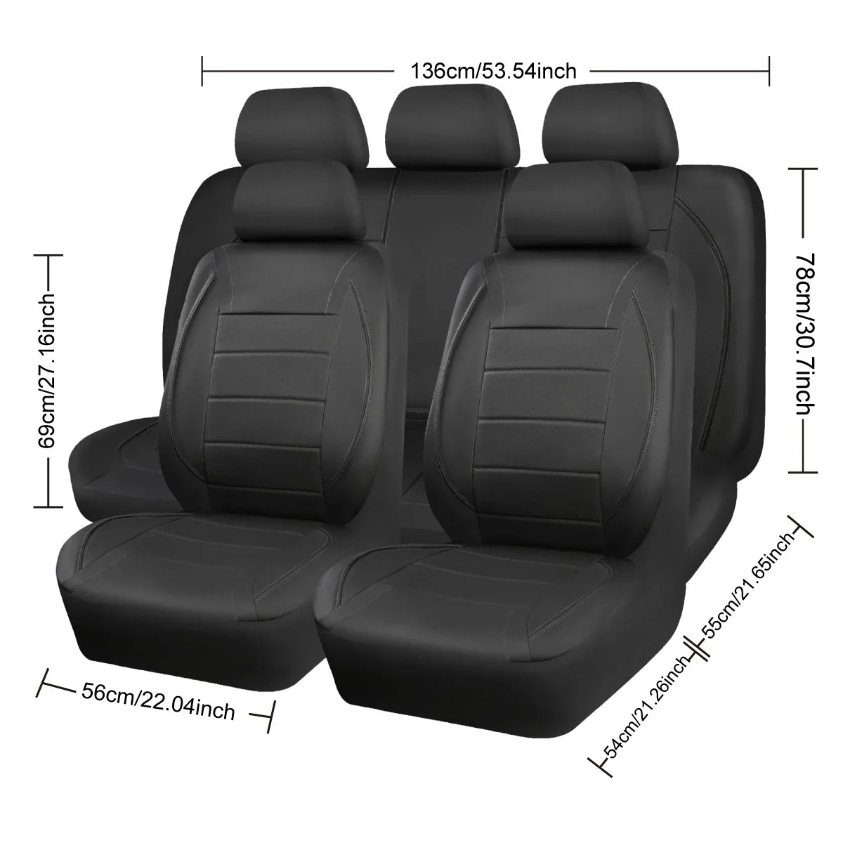 Universal Leather Car Seat Covers Red Simple Waterproof 5 Seat Car Seat Cover