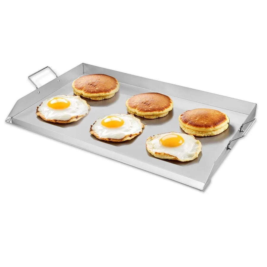 Stainless Steel Griddle 36x22 inch Universal Flat Top Rectangular Plate for Gas Grill BBQ Teppanyaki Portable Cookware with Han