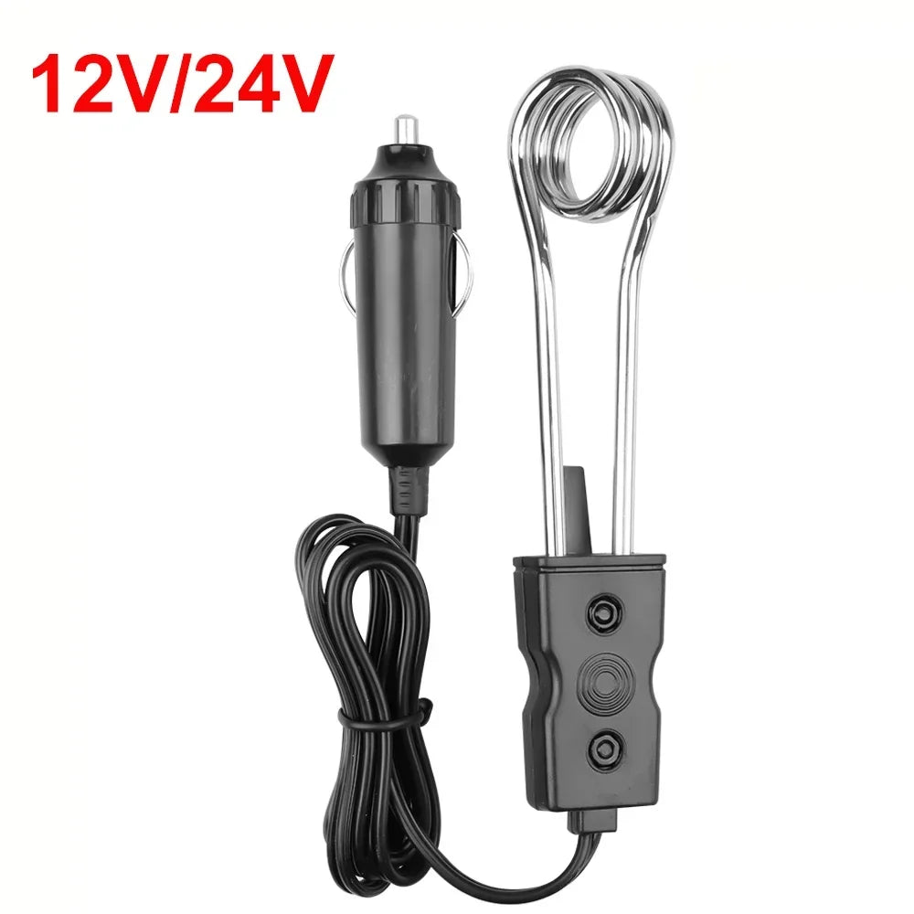 Portable Car Immersion Heater – 12V/24V Electric Coffee & Water Warmer