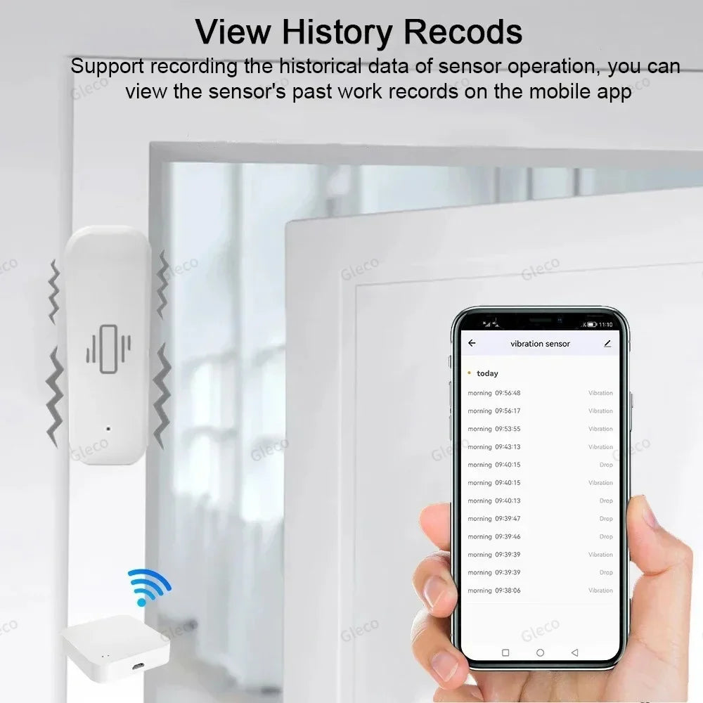 Tuya Zigbee Vibration Sensor Shock Detector Smart Home Security Alarm Detection For Door Window Safe Optional Battery Powered
