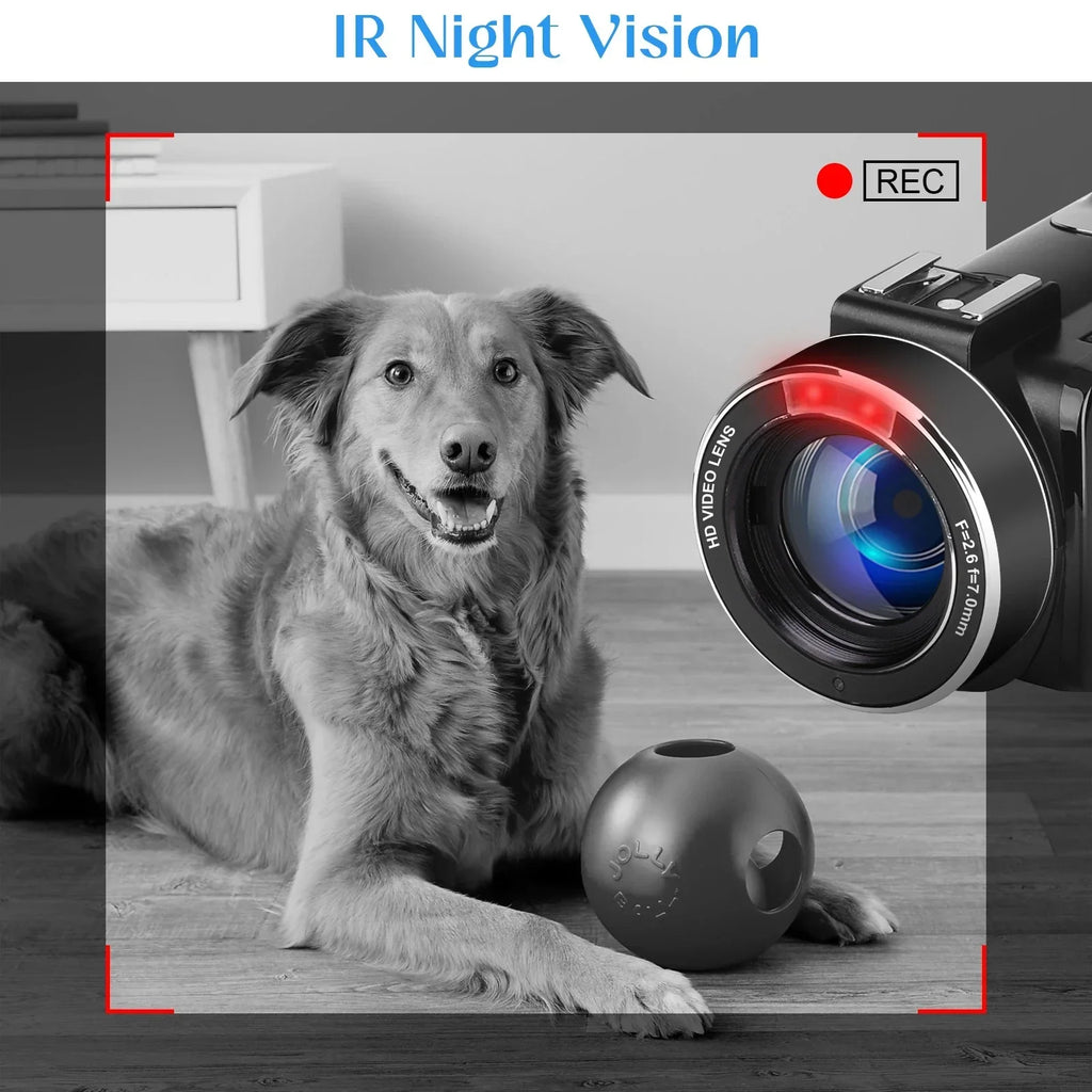 56MP 4K Digital Video Camera 18X Infrared Night Vision Vlogging Camcorder 3.0 inch Touch Screen Youtube Livestream WIFI Webcam