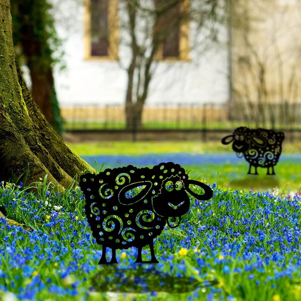 HelloYoung Add a Touch of Whimsy to Your Garden with this Metal Sheep Yard Art Silhouette Wall Art Home Decoration