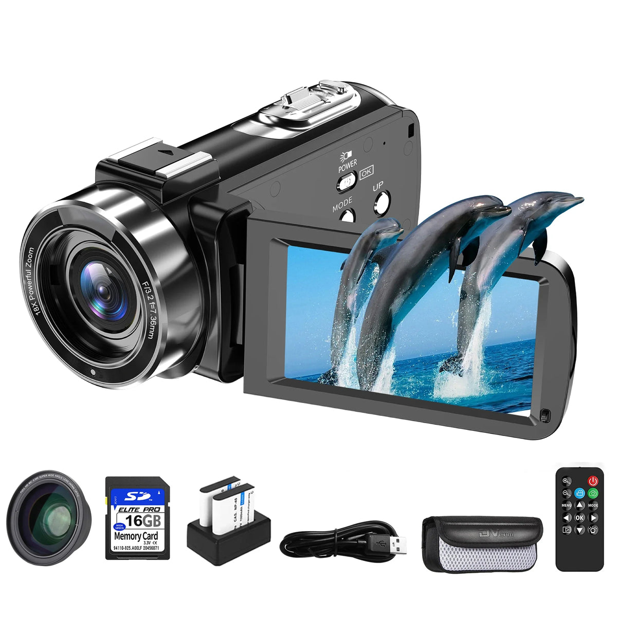 18X 42MP Digital Video Camera 3" Flip Screen 4K UHD Camcorder Wifi Webcam For Youtube Livestreaming Wide Angle Lens Vlog Camera