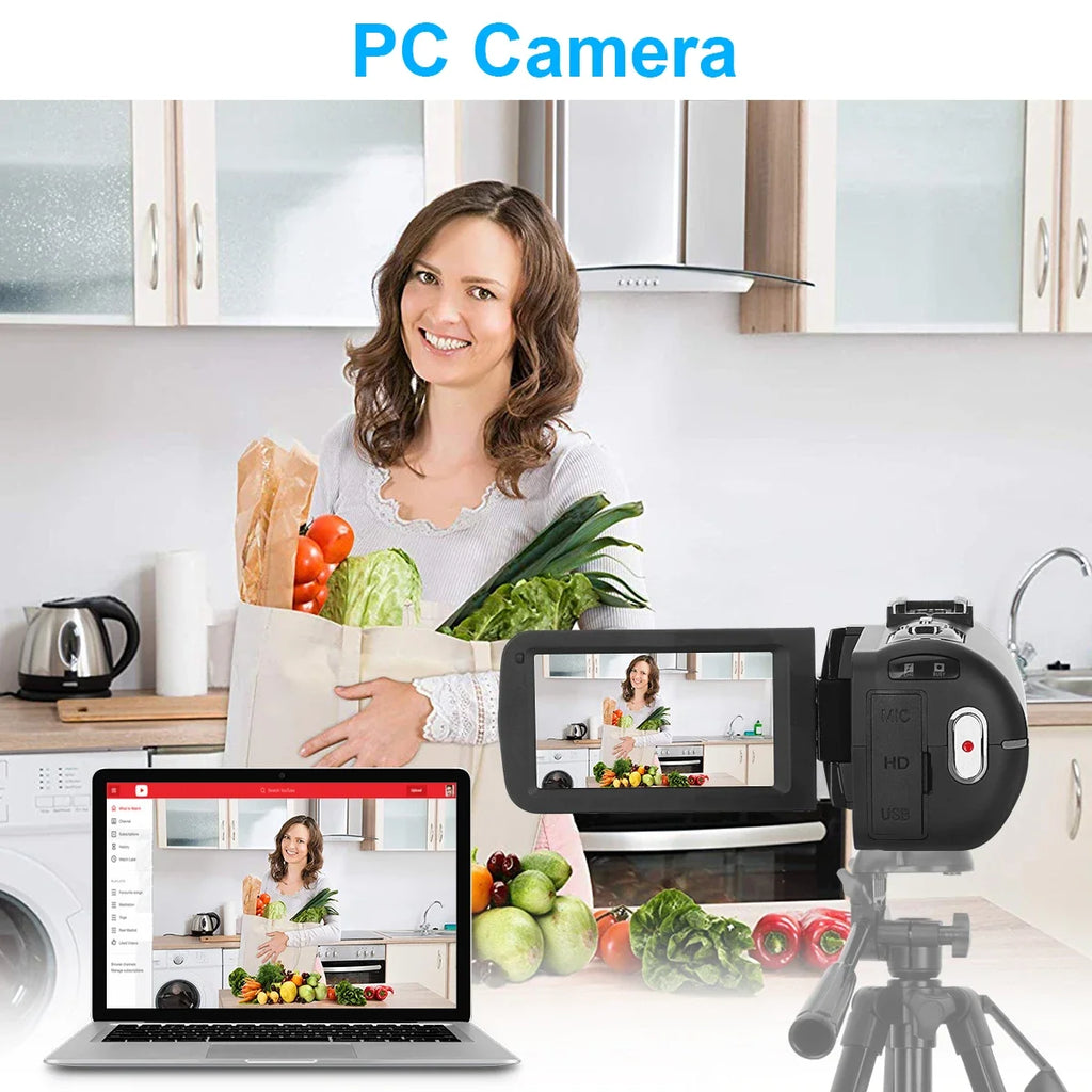 Full 4K Camcorder 18X 48MP Digital Camera Livestream Webcam UHD Vlog Video Recorder Wide Angel Macro Lens Photography Cameras