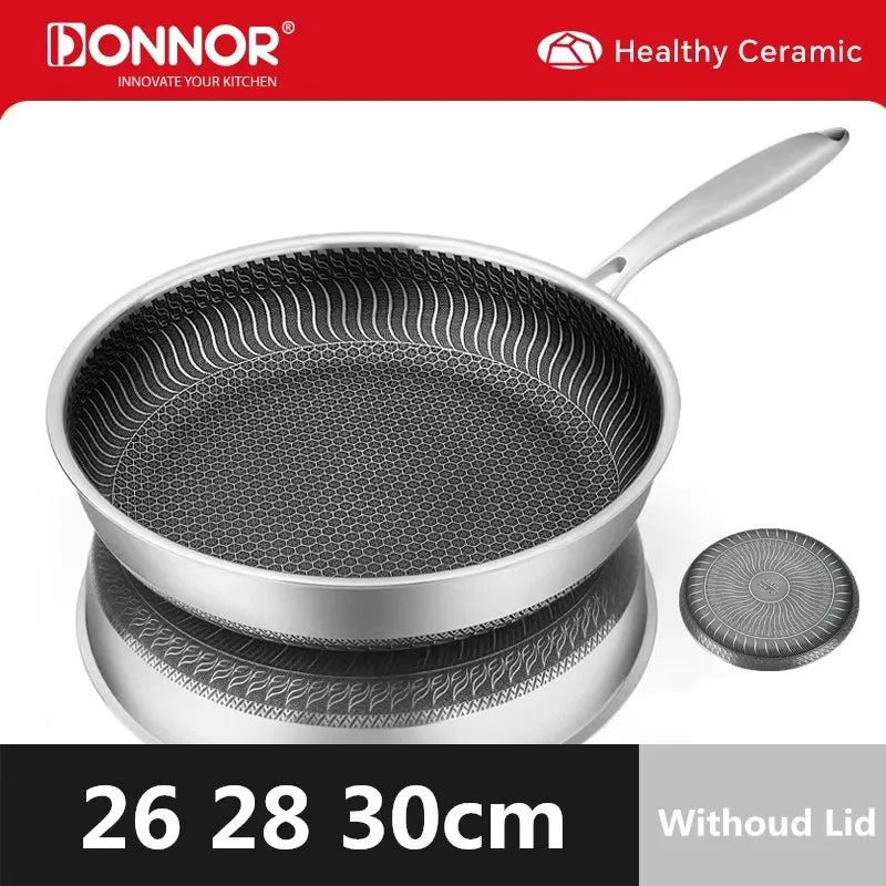 DONNOR 3-Ply Non Stick Frying Pan Hybrid Plus Stainless Steel Pan Skillet PFOA Free Chef Egg Pan Cookware Induction Compatible