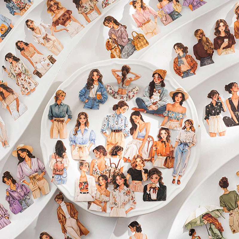 60pcs Urban Vintage Character Stickers | DIY Scrapbook and Journal Decor