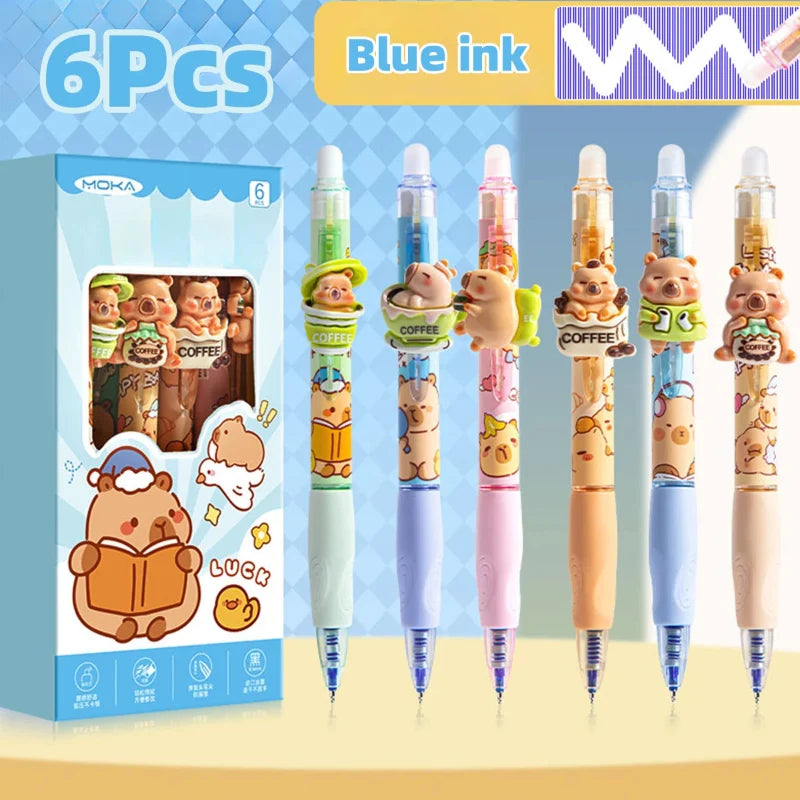 Cute Capy Buddies Erasable Gel Pen 6pcs