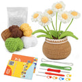 KRABALL Crochet Flower Kit for Beginners With Instruction Knitting Yarn Thread Hook Needles Easy Knit Accessories Set DIY Craft