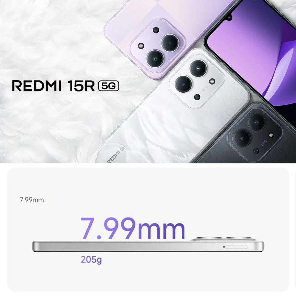 XIAOMI/REDMI 15R original smart thin and thin 5G mobile phone 13 million pixels high-definition main camera 8GB+256GBn memory/60