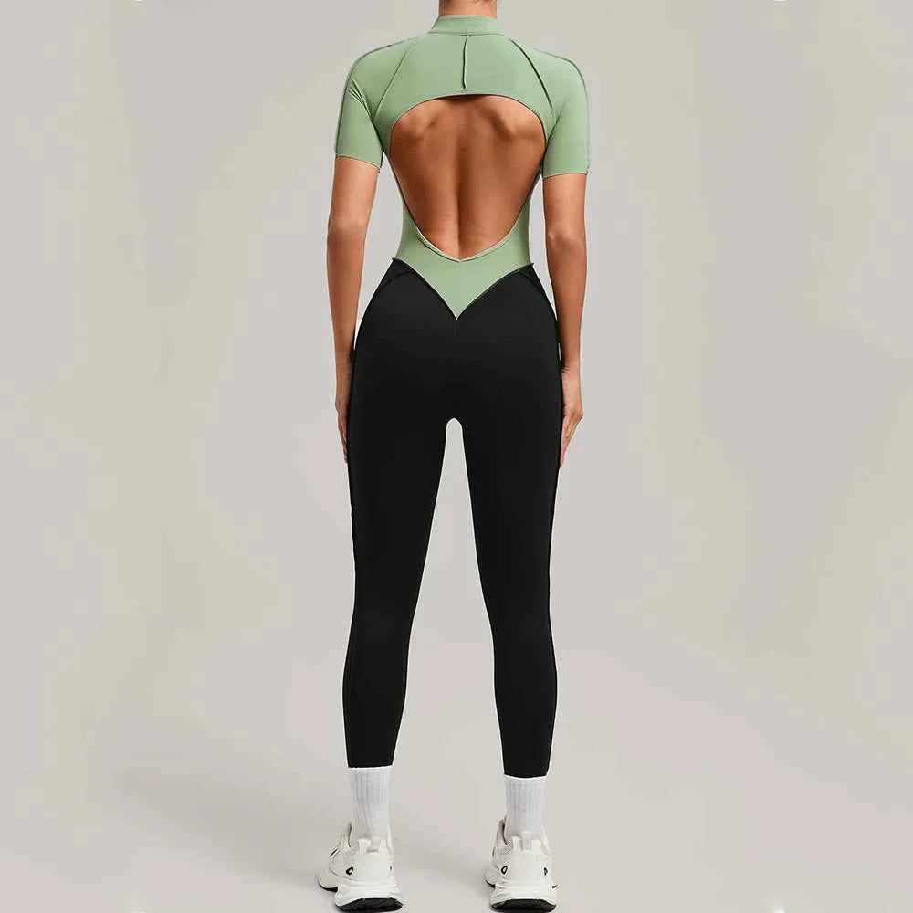 Color Blocked Women's Yoga Jumpsuit Tracksuit
