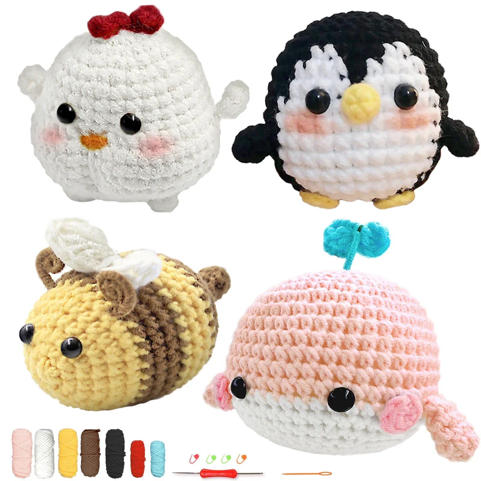 Animal sery Crochet Kit for Beginners Crochet Starter SET ,DIY Crochet Kit For Beginners,Crocheting Knitting Kit Step-by-Step