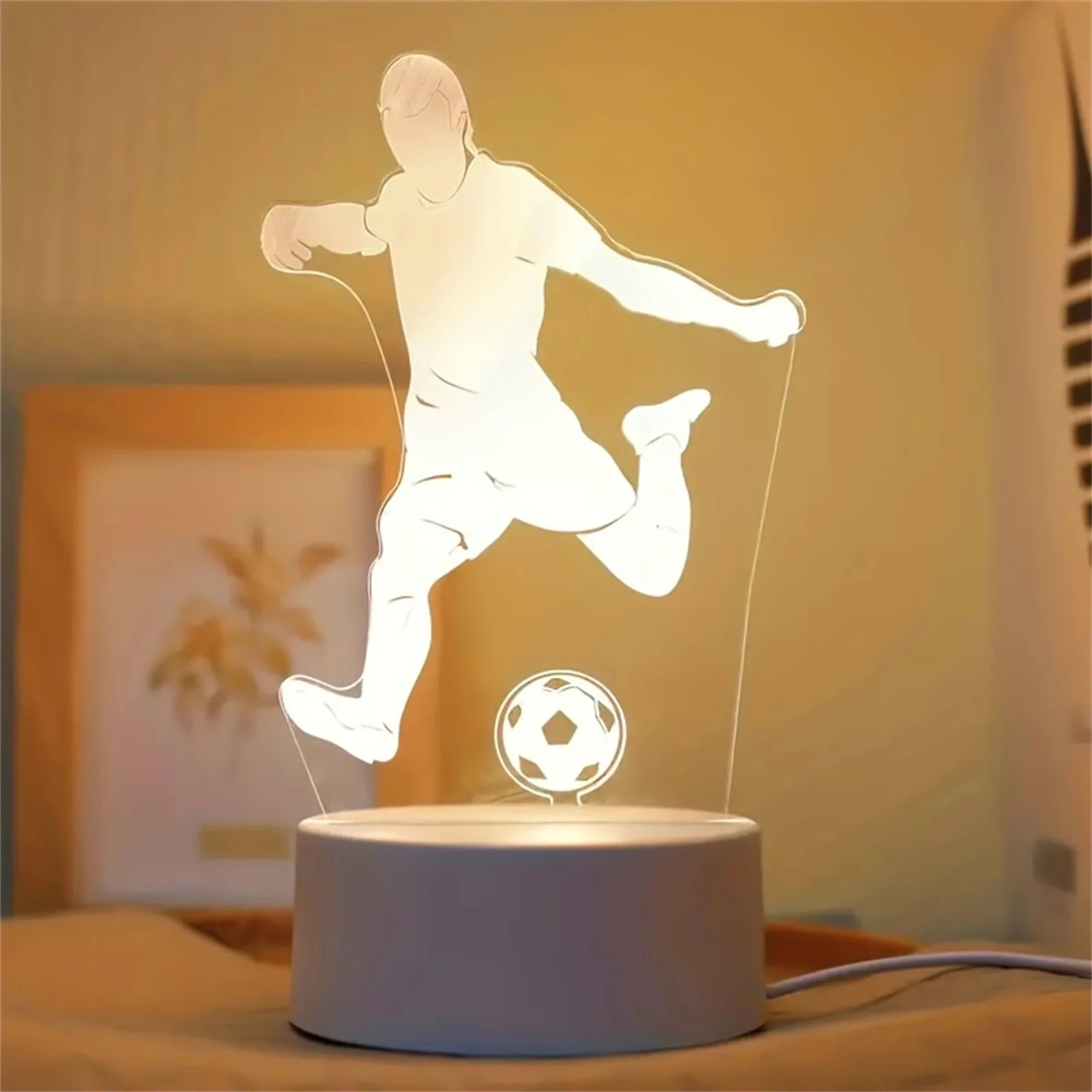 Football Pattern LED Night Light | Warm USB Lamp for Bedroom and Bar Decor