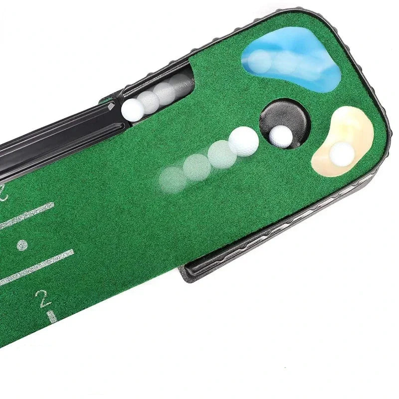 Indoor Golf Putting Mat Putter Trainer  Green Carpet Ball Return