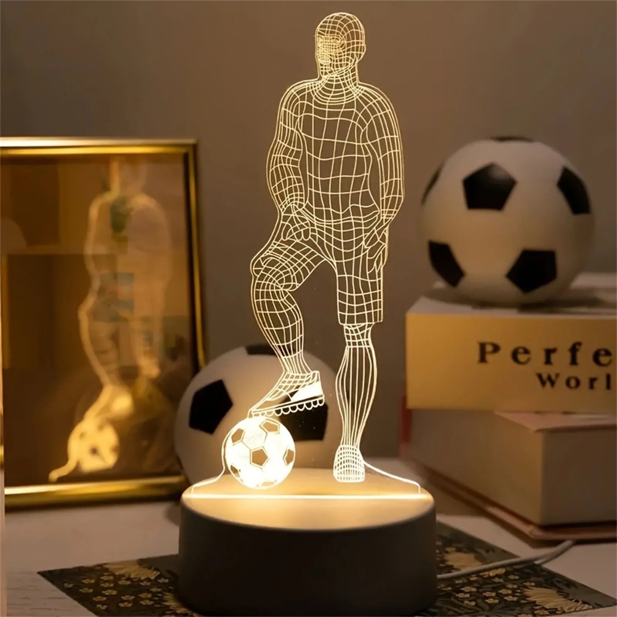 Football Pattern LED Night Light | Warm USB Lamp for Bedroom and Bar Decor