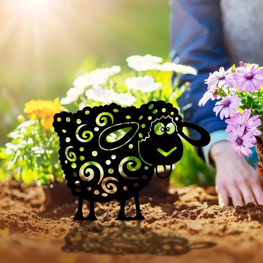 HelloYoung Add a Touch of Whimsy to Your Garden with this Metal Sheep Yard Art Silhouette Wall Art Home Decoration