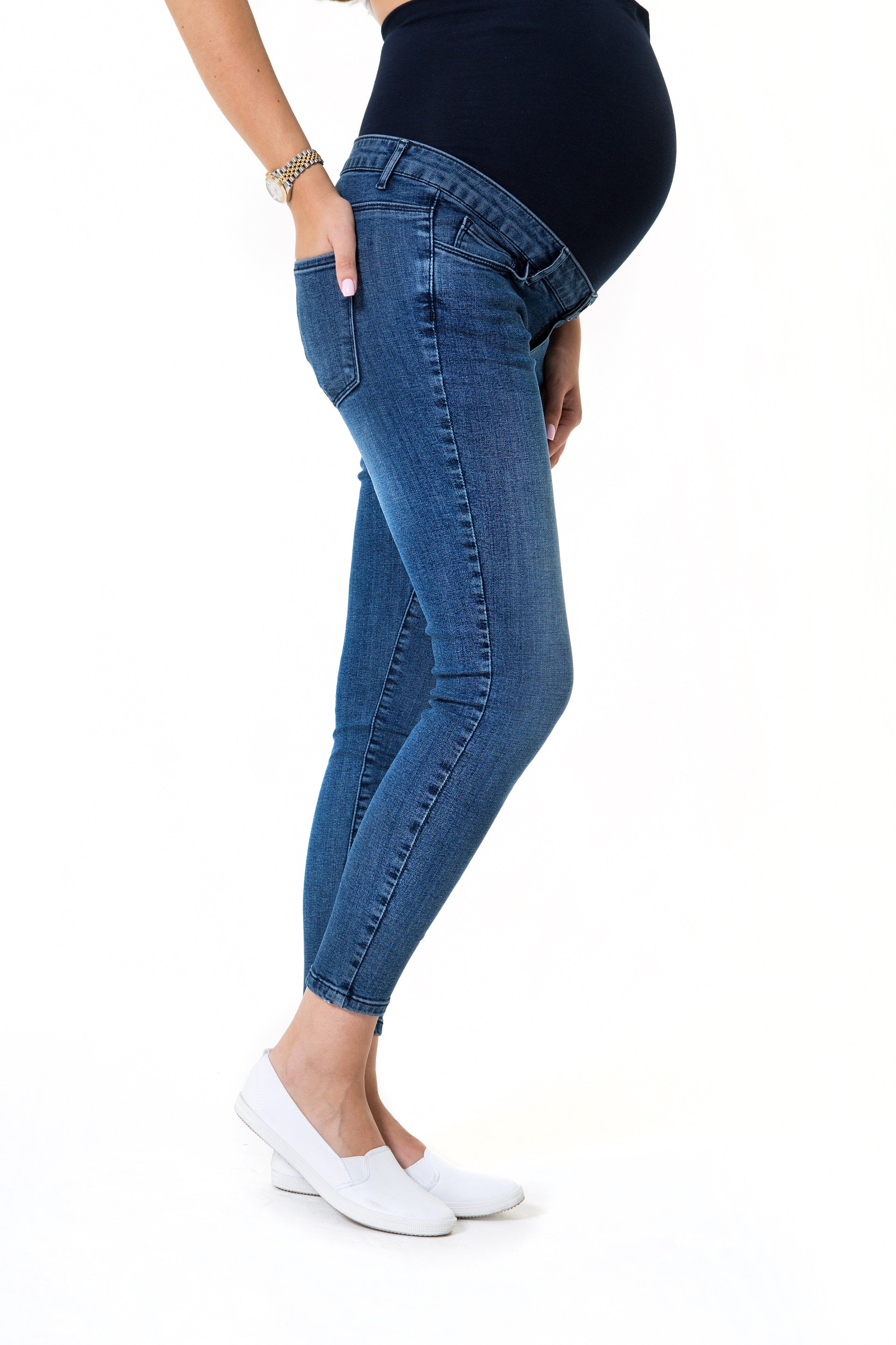 Skinny Foldover Waistband Maternity Jeans