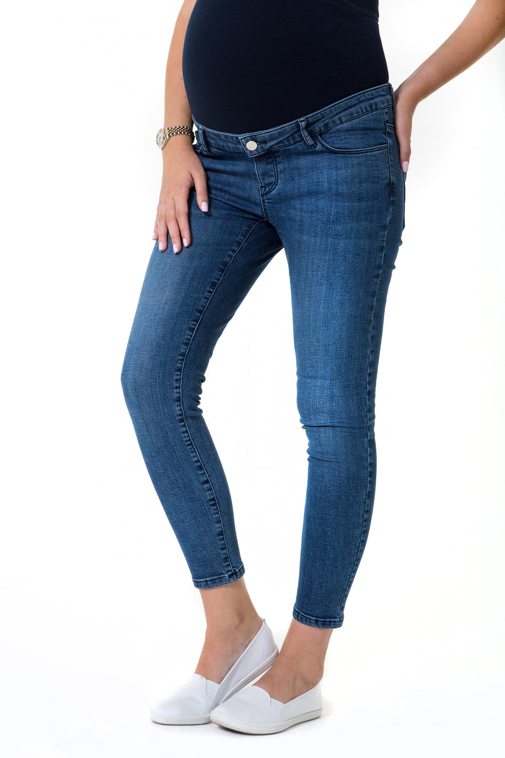 Skinny Foldover Waistband Maternity Jeans