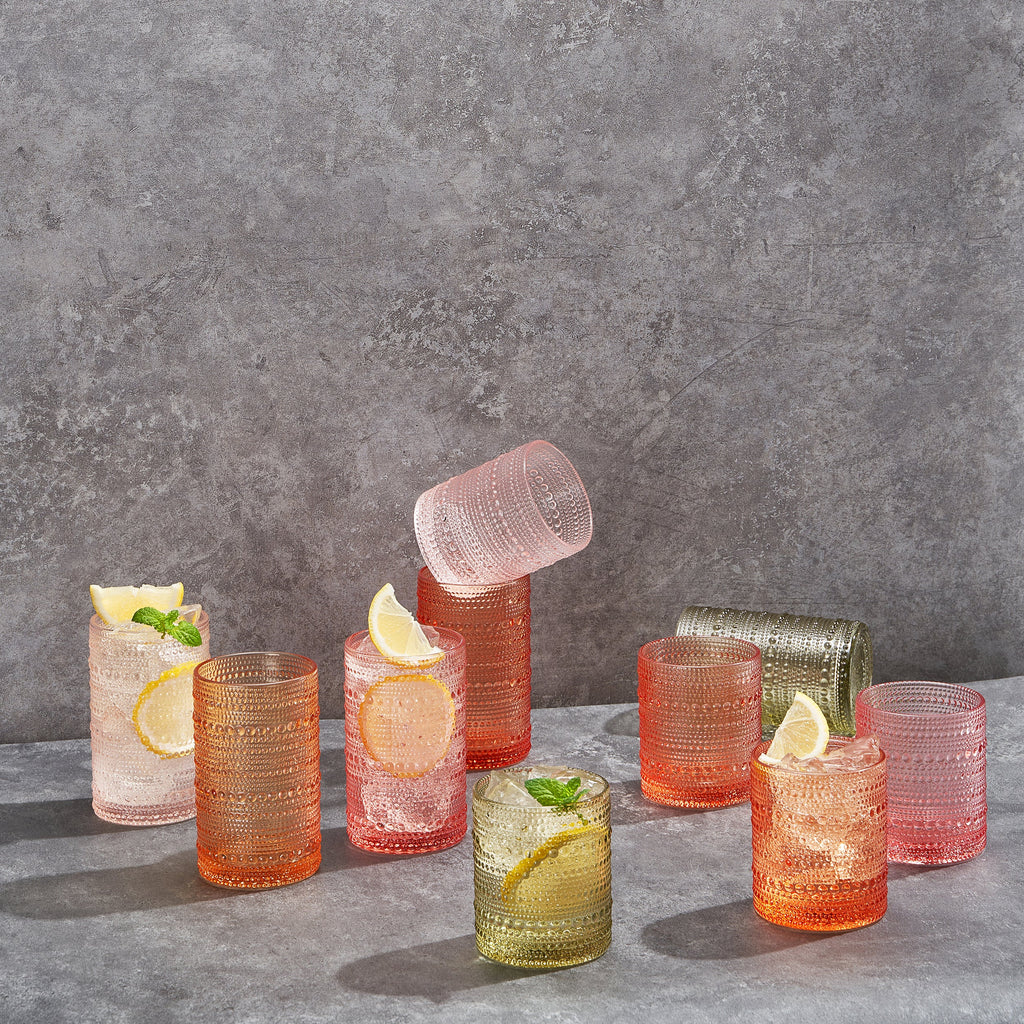 Fortuna Hobnail Highball Glassware, Set of 5