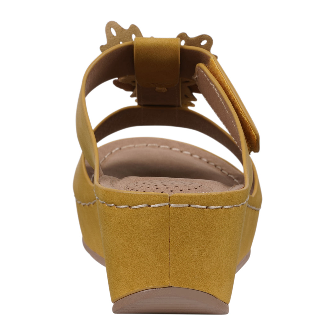 Women's Talia Yellow Floral Wedge Sandals