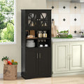 Tall Bathroom Cabinet Large Floor Storage Cabinet with Acrylic Doors and 3 Cubes-Black