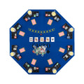 8-Player Foldable Poker Table Top with Carrying Bag-Blue - Color: Blue