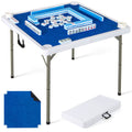 35 Inch 4 Player Game Card Folding Mahjong Table with Cup Holders-Navy - Color: Navy