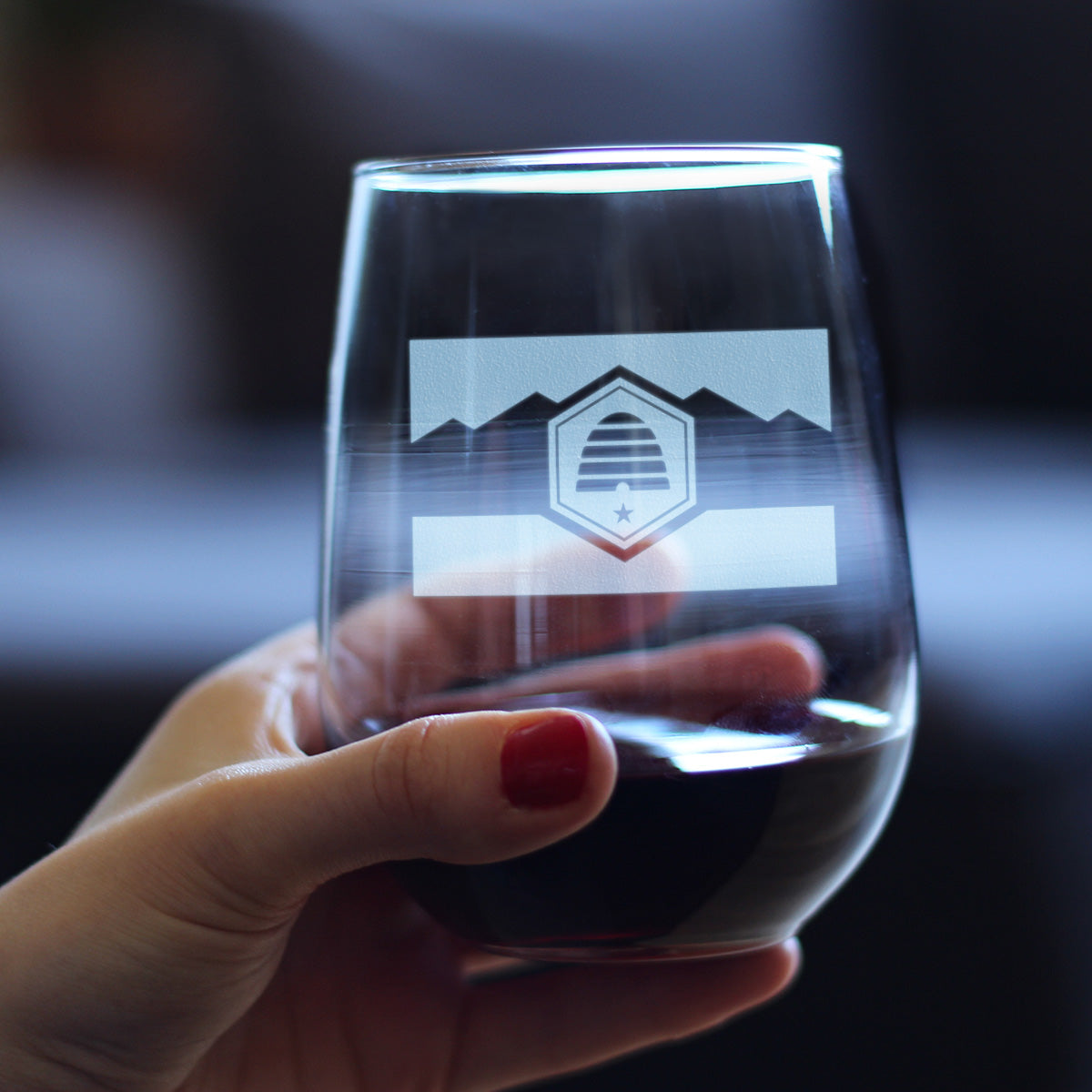 Utah Flag Stemless Wine Glass - State Themed Drinking Decor and Gifts for Utahn Women & Men - Large 17 Oz Glasses (Copy)